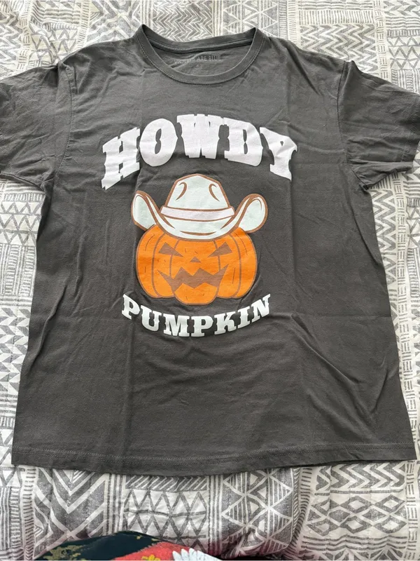 Howdy Pumpkin Halloween Graphic Tee Cowgirl Western Small - Image 4