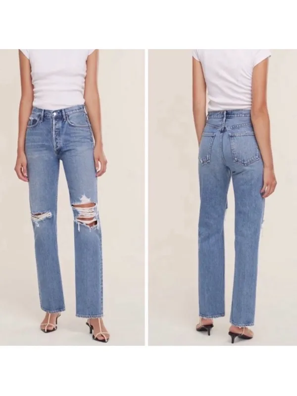 AGOLDE Agiles Lana Mid Rise Distressed Vintage Straight jeans women’s size 25 - Image 2