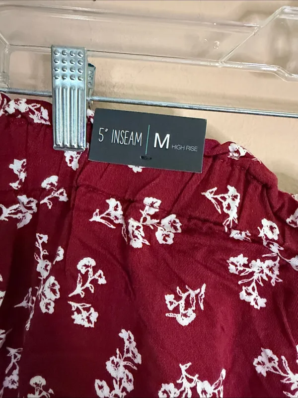Maurices Burgundy Floral Tie-Waist High-Rise Shorts - Image 4