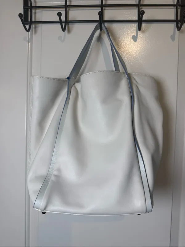 Pour La Victoire Cream Leather Tote with Top Handles - Image 7