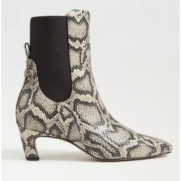 New! Sam Edelman Margo Kitten Heel Booties – Roccia Grey Snake Print – Size 6 - Image 3
