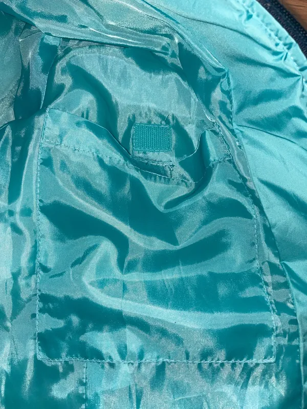 Totes Quilted Hooded Puffer Jacket Coat Women’s Size Large Aqua Navy Pockets EUC - Image 10