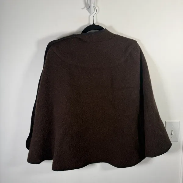 J. McLaughlin Cape Poncho Alpaca Wool Coat Brown Open Front Old Money Women M/L - Image 7