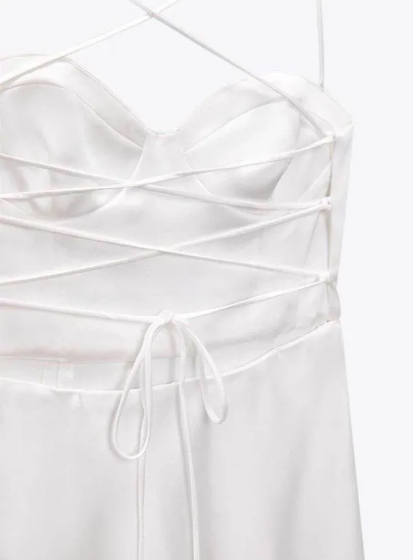 ZARA dress wedding midi bridal corset open back satin shower party coctail - Image 10