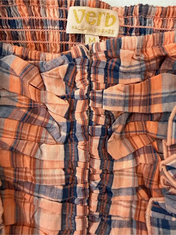 NWT Verb by Pallavi Singhee Anthropologie Cotton Ruffle Plaid Gingham Top medium - Image 7