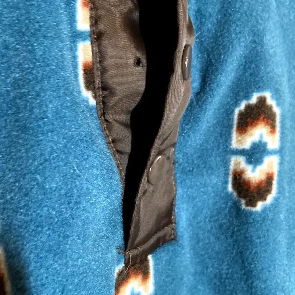 As Real As Wrangler Fleece Pullover 1/4 Zip Aztec Pattern Pearl Snap Blue S - Image 4