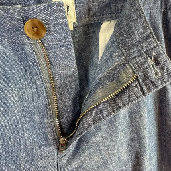 Gap 100% Cotton Blue Chambray Lightweight High Rise Cropped Pants Size‎ 14 - Image 4