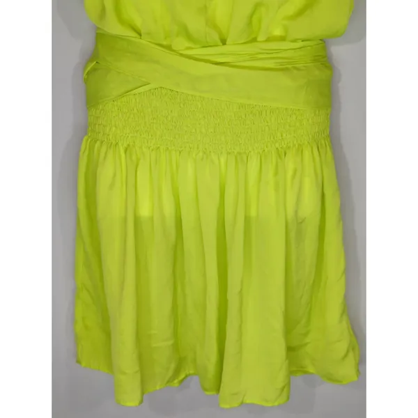 Do+Be Neon Green Smocked Waist Halter Neck Mini Dress Women's S Party Cocktail‎ - Image 3
