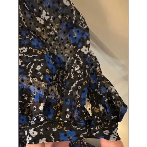 Banana Republic Black Blue Long Sleeve Laxi Sheer Dress Women's Sz 0 - Image 4