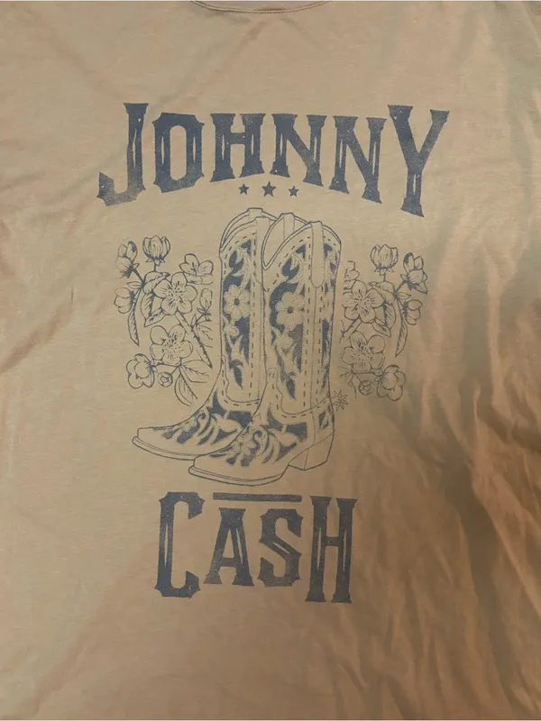 Daydreamer Mustard Johnny Cash Coastal Cowgirl Boho Preppy Slouchy Graphic Tee S - Image 5