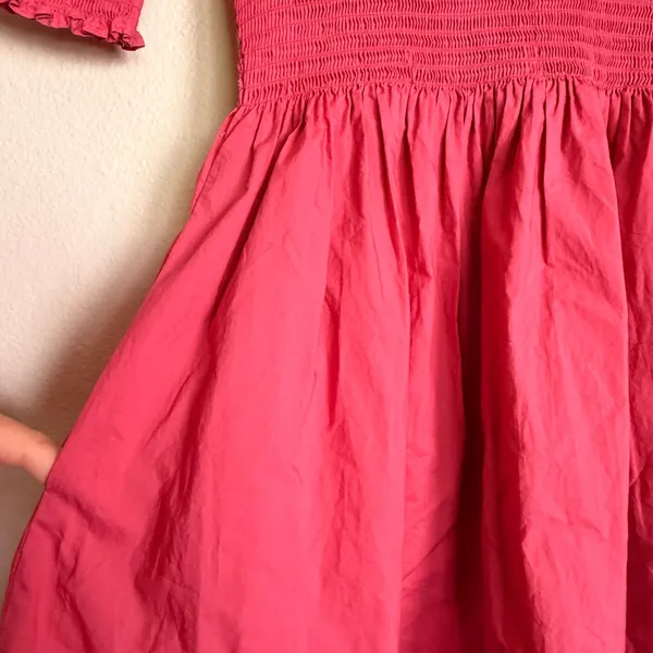 Hill House Home Athena Nap Dress Pink Smocked Puff Sleeve Mini Dress Size S - Image 5