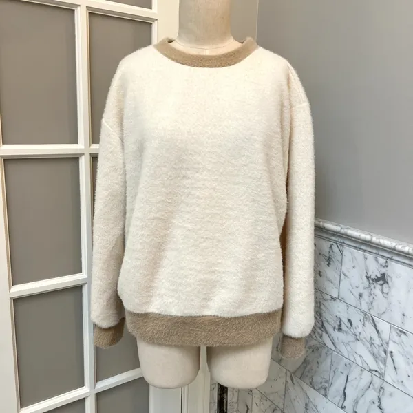 Maeve Anthropologie Cozy Ringer Oversized Sweater Fuzzy Cozy NWOT Small Medium - Image 2