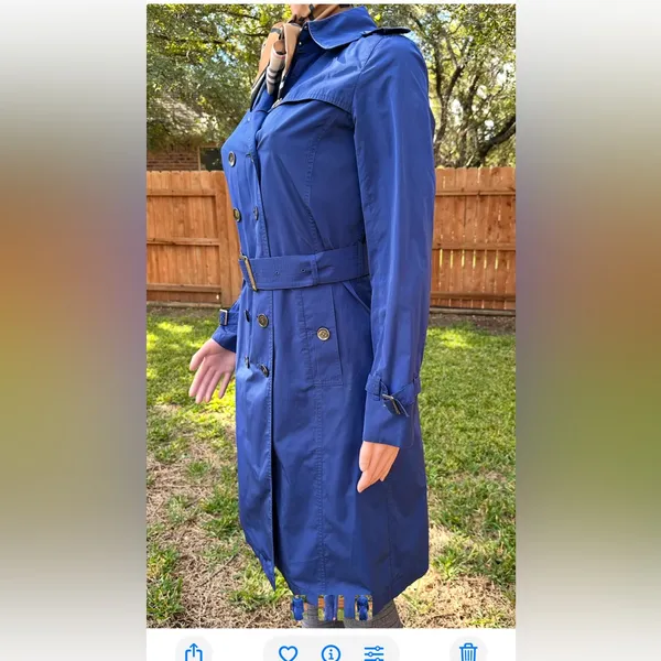 Burberry Royal Blue Double-Breasted Trench Coat - Image 2