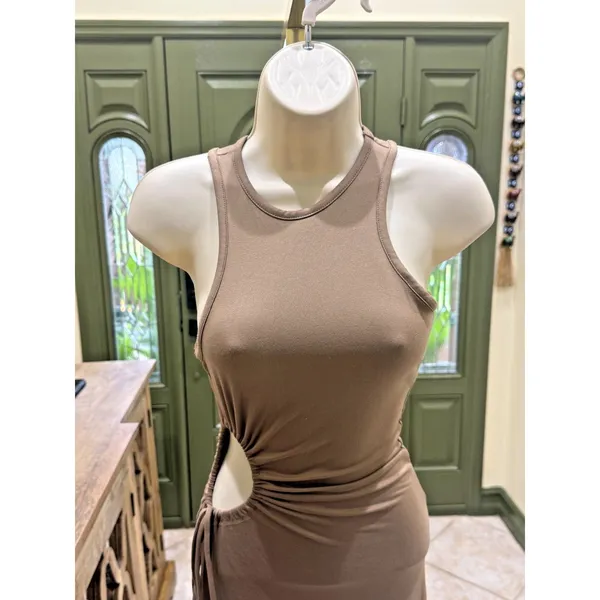 Beautiful Coffee-Colored Maxi Dress – Size S - Image 2