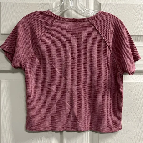 American Eagle Women’s Pink Short Sleeve Waffle Knit Top - Medium - VGUC - Image 2