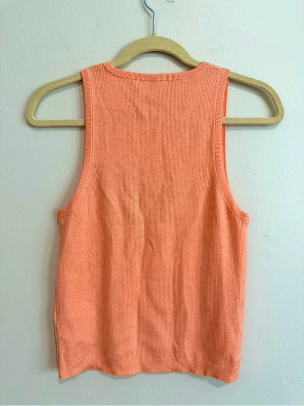 J.Crew Sweater Tank Orange Ribbed Silk Blend Style Preppy Summer Size M - Image 6
