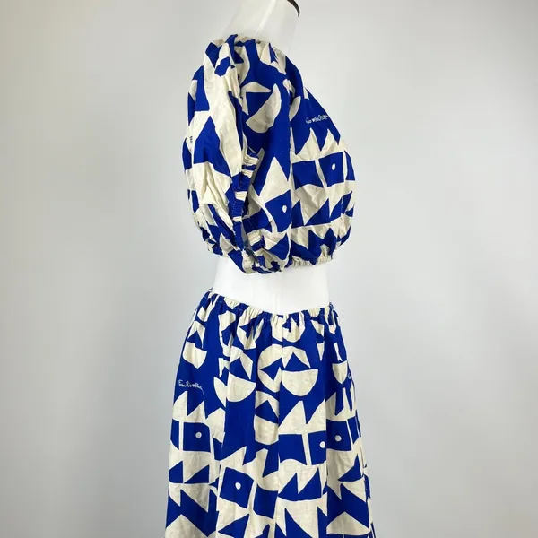 NWOT Farm Rio Linen-Blend Pitta Tiles Off-White One Shoulder Maxi Dress Size S - Image 10