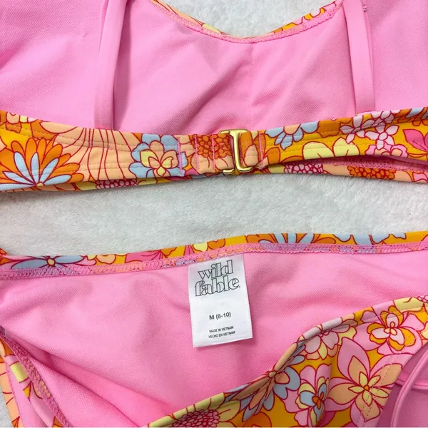 Wild Fable‎ Pink and Orange Floral Bikini Size M - Image 3
