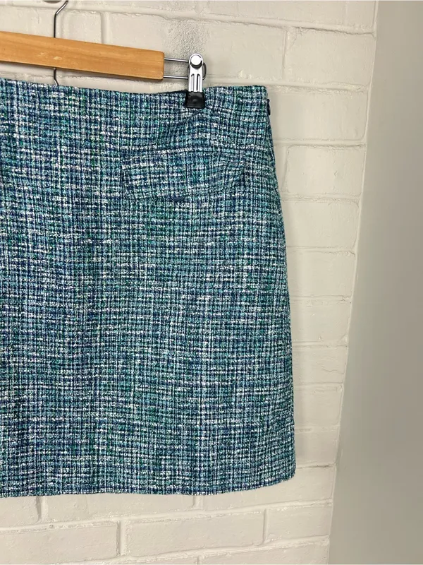 LOFT Blue Green Tweed Skirt Size 14 - Image 6