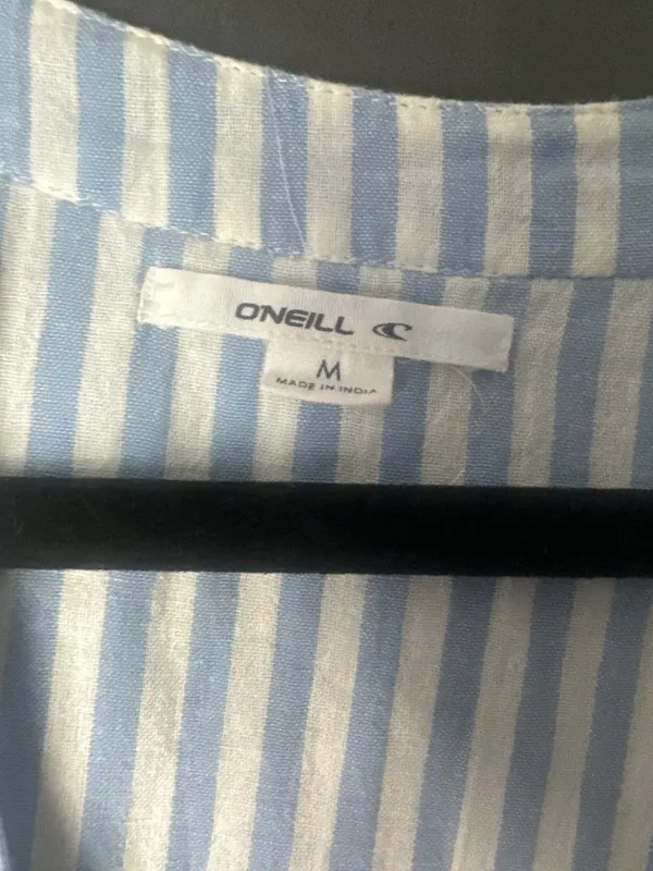 O’Neill Women’s M Blue White Striped Cotton Tunic Blouse Coastal Beach Oversized - Image 2