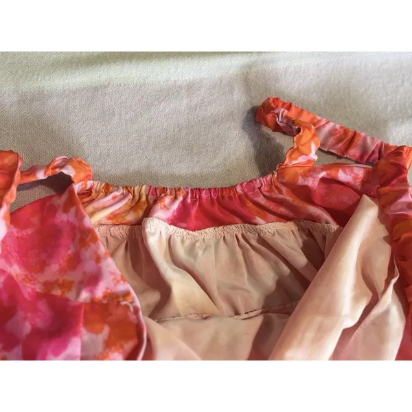 Bright Pink/Orange Floral Maxi Dress Sleeveless Size 1X Elastic Straps & Back - Image 8