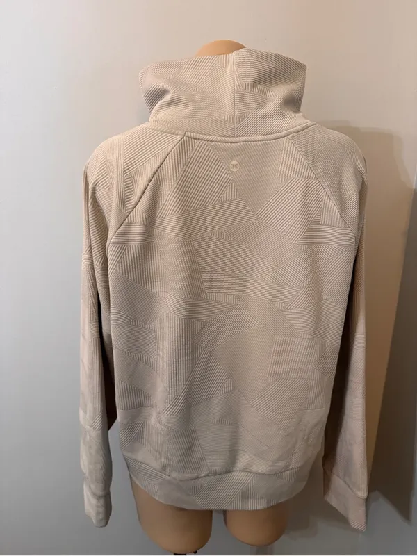 Rbx Funnel Neck Pullover Sweater Sweatshirt Oatmeal Tan Large Patterned - Image 3