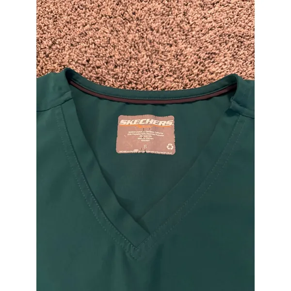 Skechers Women's Teal Green Short Sleeve‎ Scrub Top Size Small - Image 2