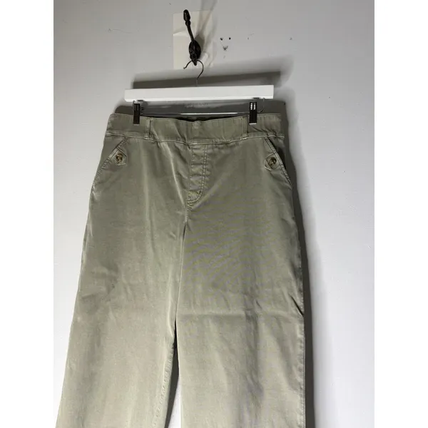 Spanx Stretch Twill Cropped Wide Leg Pants Olive Green Plus Size 1X - Image 2