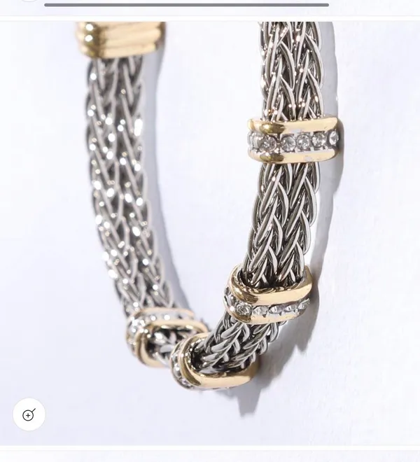 Square Ponytail Crystal 2T Bangle Bracelet Silver - Image 6