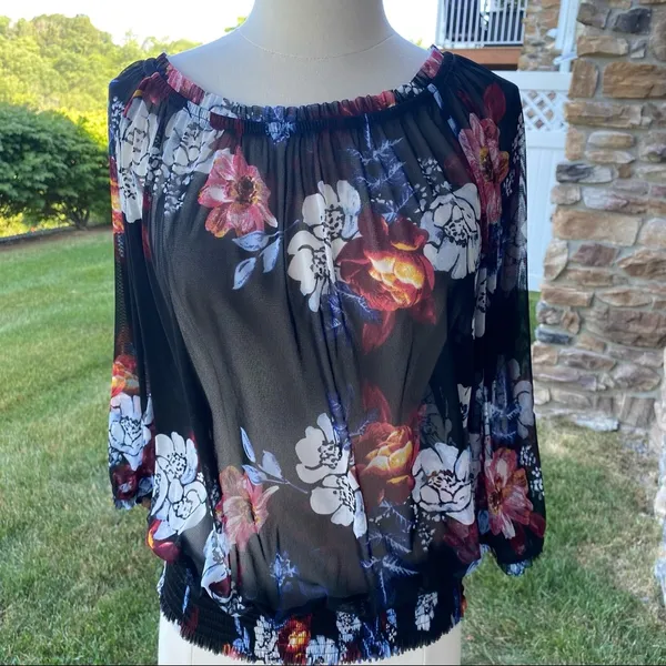INC Semi Sheer Floral Top - Image 6