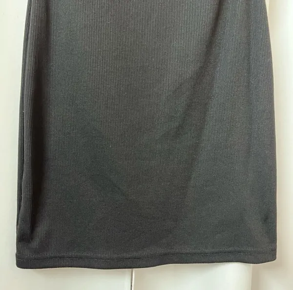 Solid Black Sleeveless Zip Up Mini Bodycon Dress Size M - Image 7