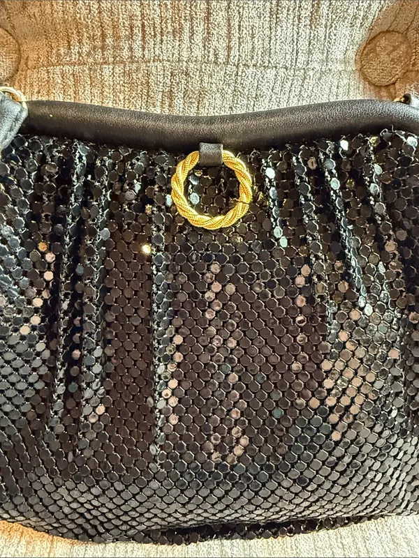 Whiting & Davis Black Enamel Mesh Evening Bag - Image 2