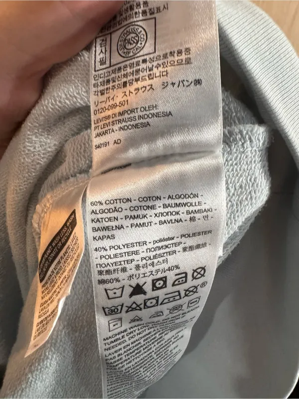 Women’s Levi's Light Blue Hoodie with Colorful Graphic Logo Size Large - Image 6