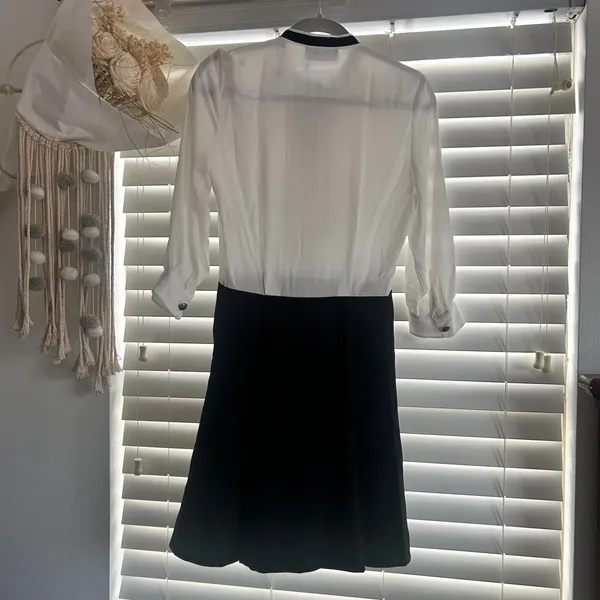 The Kooples White Pleated Ruffle Mini Dress Mod Parisian Chic Size XS - Image 2