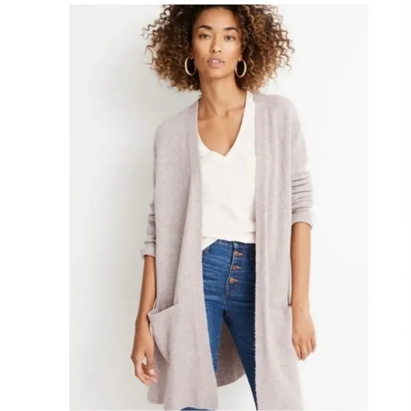 Madewell Kent Cardigan Sweater in Coziest Wool Yarn Heather Purple Pink Sz M - Image 2