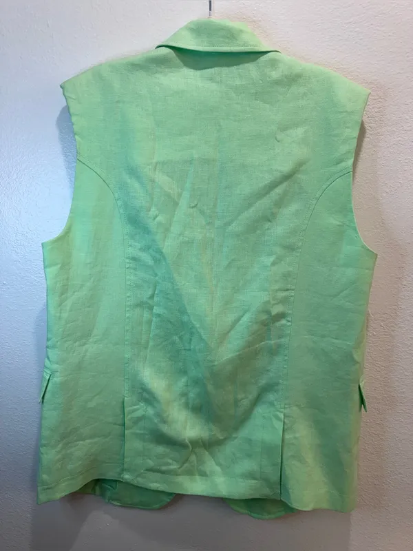 Free People NWOT 100% Linen Vest Green Light Lime Bright‎ Young Things Size M - Image 10