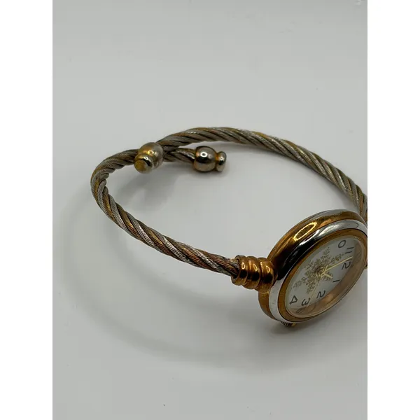 Womens Gold Silver Tone Snowflake Dial Cuff Bracelet‎ Watch Japan Movt Quartz - Image 5