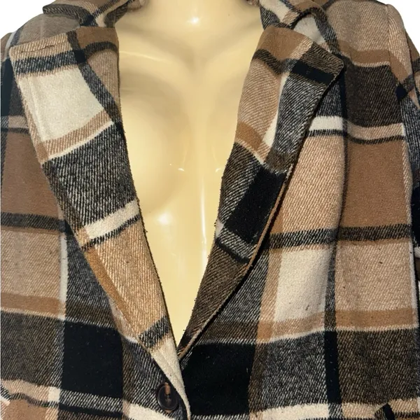 SHEIN Brown and Black Plaid Coat - Image 2