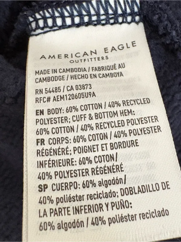 American Eagle Navy Cropped Cardigan Sweater White Trim Button Front Preppy S - Image 6