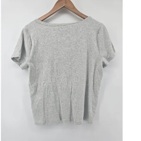 Hollister Henley T-Shirt Womens XXL Short Sleeve Ribbed Heather Gray EUC - Image 4