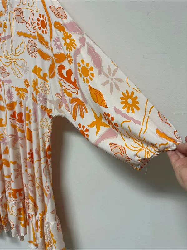 Label of Love Beachy Orange & White Mini Dress or Cover Up size L - Image 4