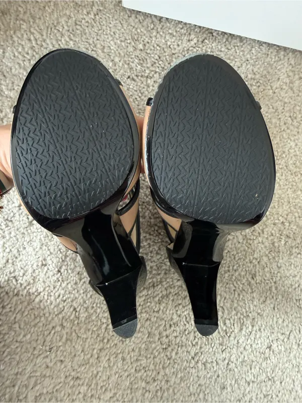 Michael Kors Black and Tan Zip Up High Heel Sandals - Image 6