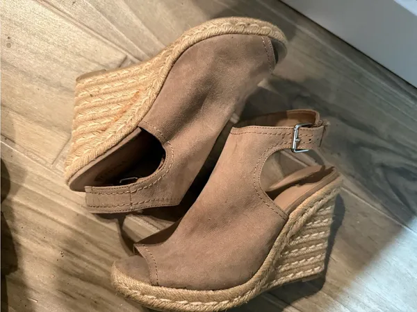 Merona Taupe Suede Open-Toe Espadrille Wedges - Image 5