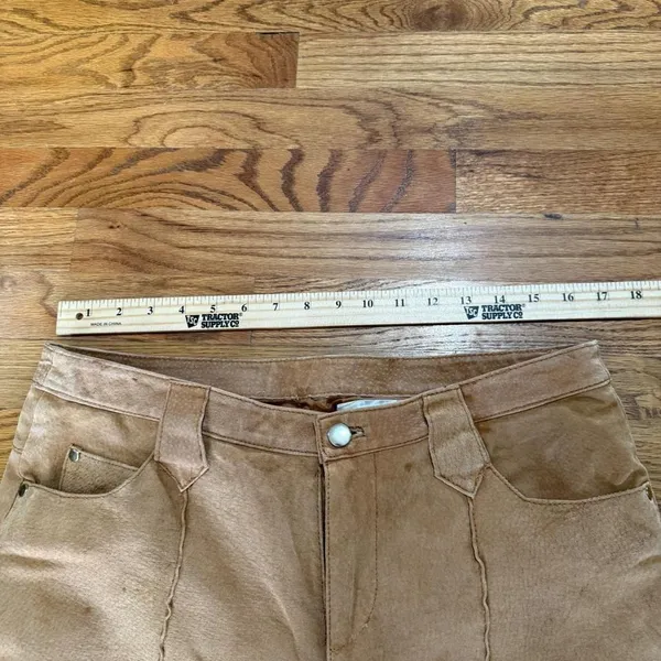 Louise‎ Paris Suede Leather Pants Women's Size 15 Tan Brown Western Style - Image 3