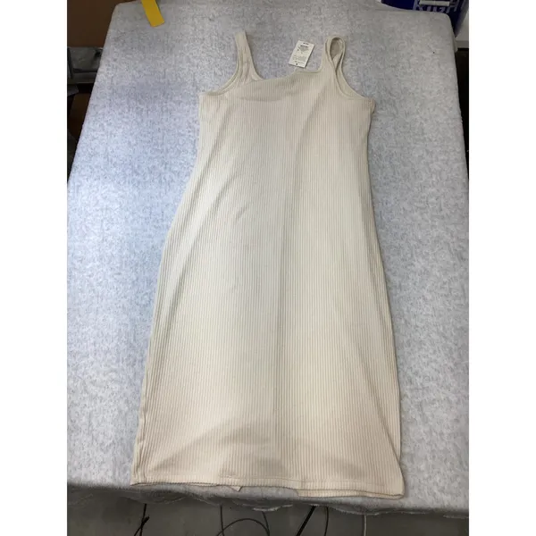 A New Day Women Cream Ribbed Button Front Midi Tank Dress Large NWT‎ 018035406 - Image 5