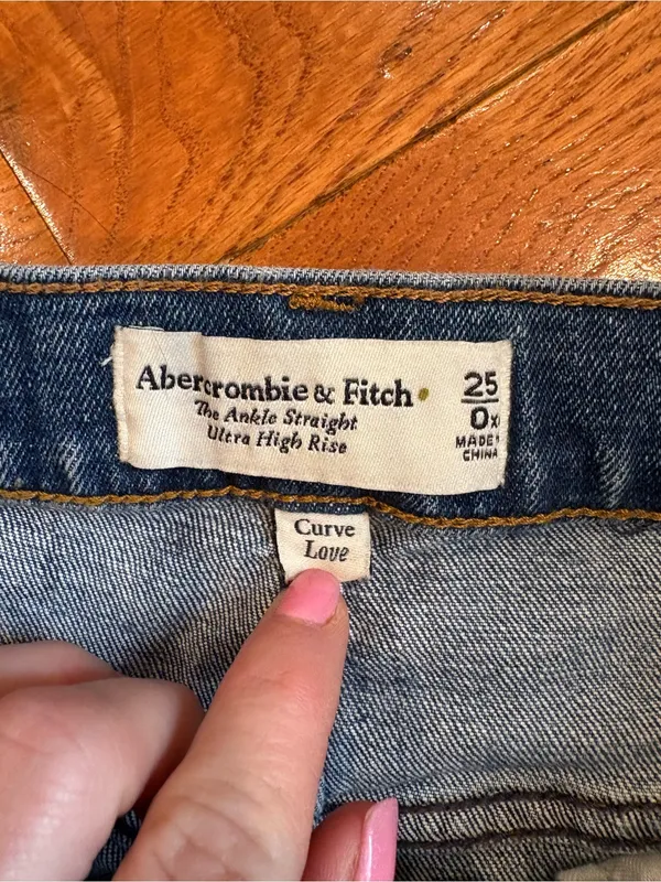 Abercrombie & Fitch Curve Love High Rise Ankle Straight Jeans Distressed 25 - Image 2