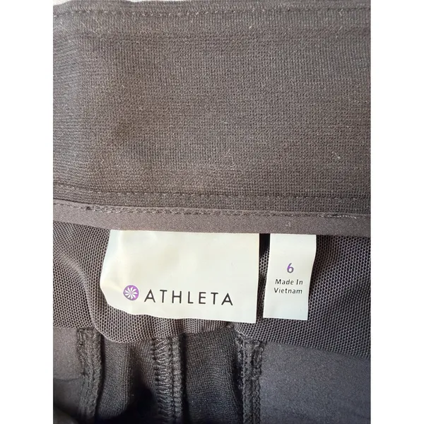 Athleta Black Wide Leg Seam Front Trousers Work Travel Pants Womens Size 6 - Image 4