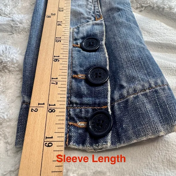 Abercrombie & Fitch Size Small‎ Blue Denim Jacket 3/4 Sleeves Button Up - Image 16