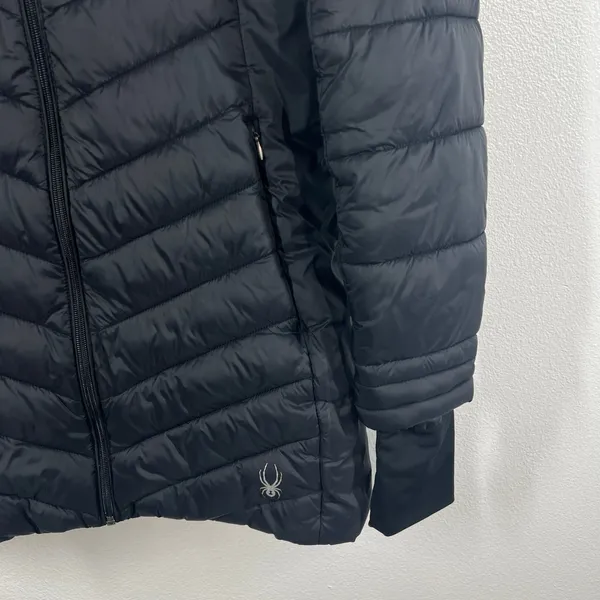 SPYDER Women Boundless Long Puffer Jacket Black Size S‎ ThermaWeb Quilted Hooded - Image 12
