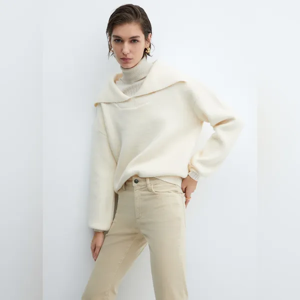 Mango Cream-Colored cropped flared Corduroy Jeans‎ - Image 11